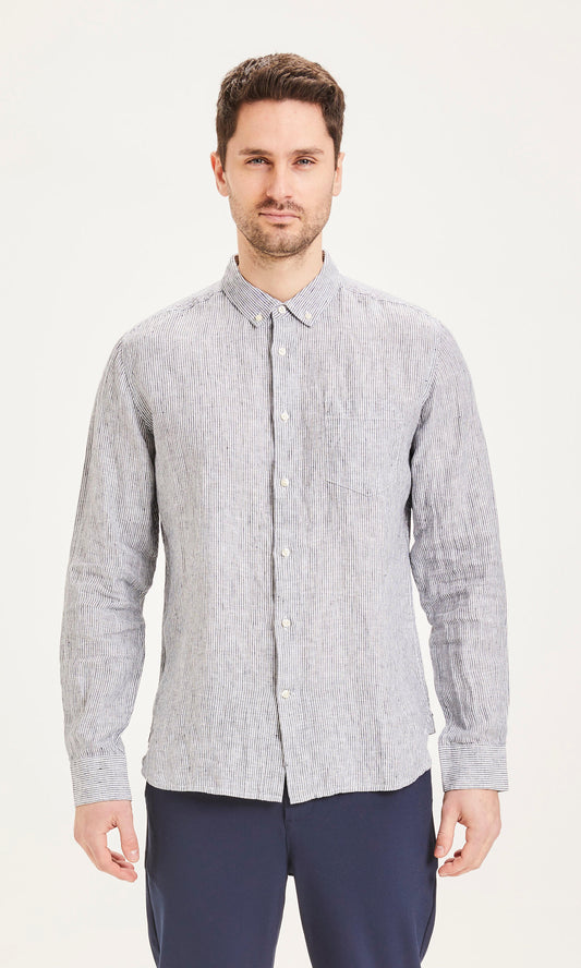 Chemise rayée en lin bio - larch