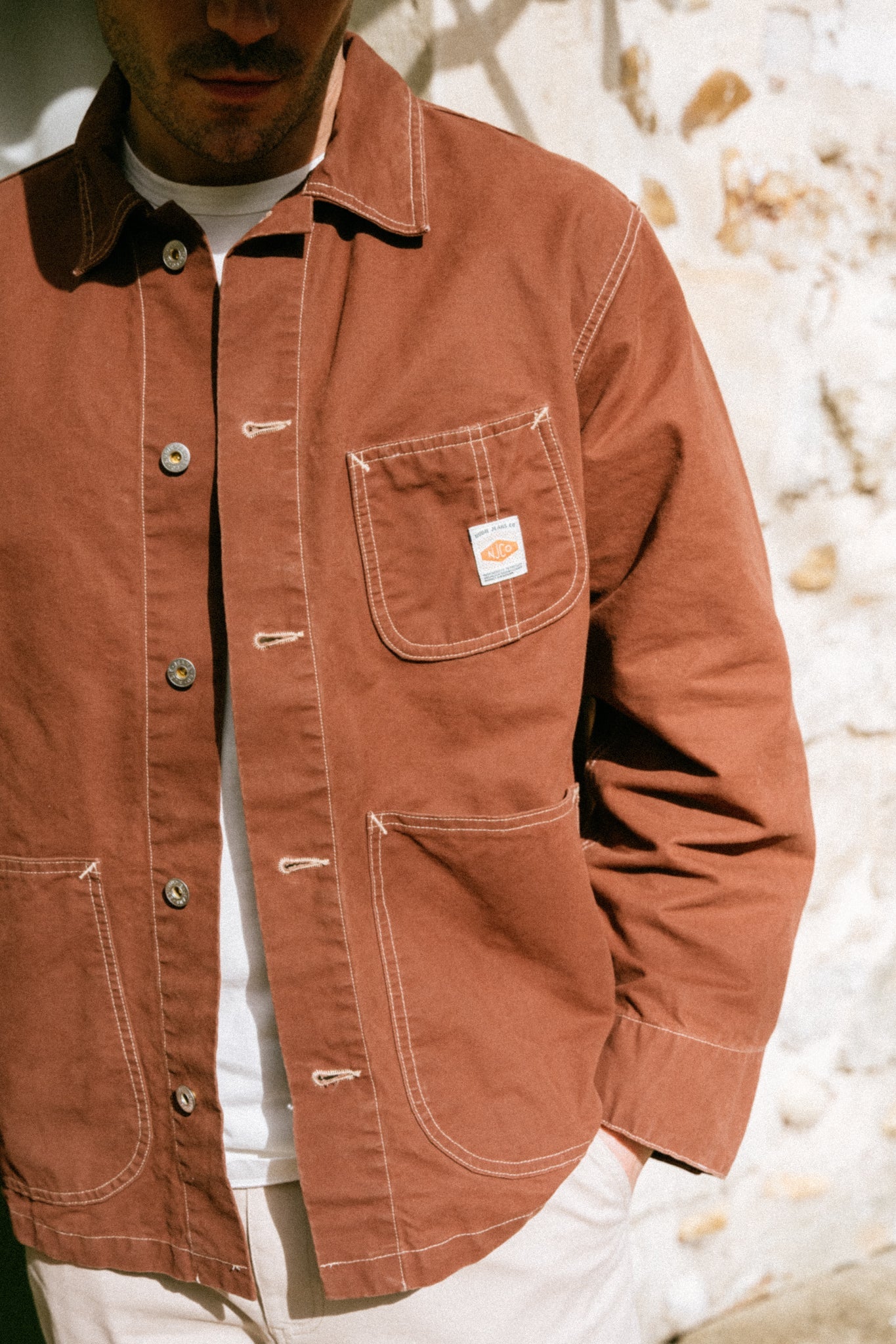 Veste en toile de coton bio | Marron" howie waxed chore jacket"