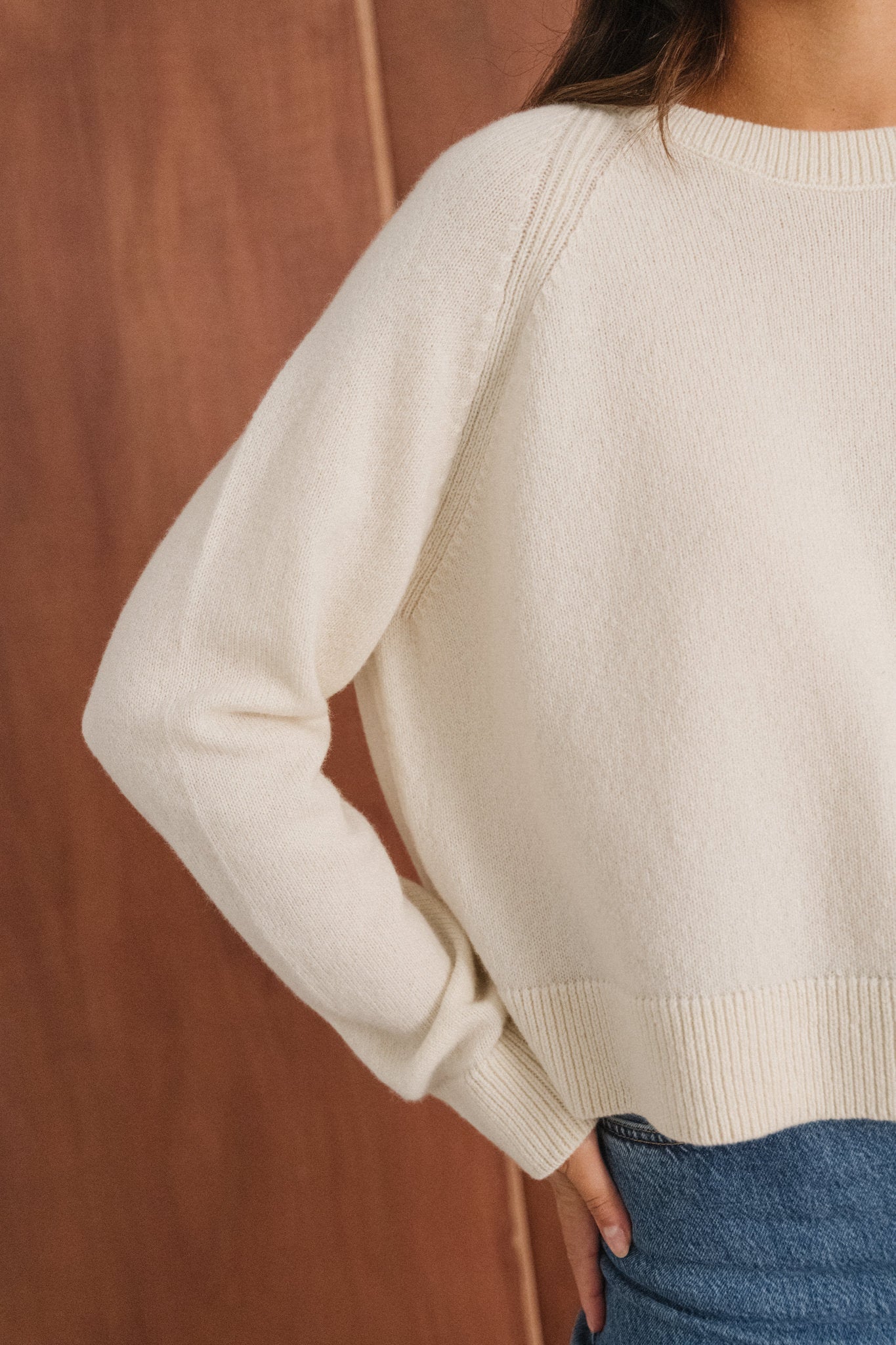 Pull boxy en laine mérinos recyclée | écru