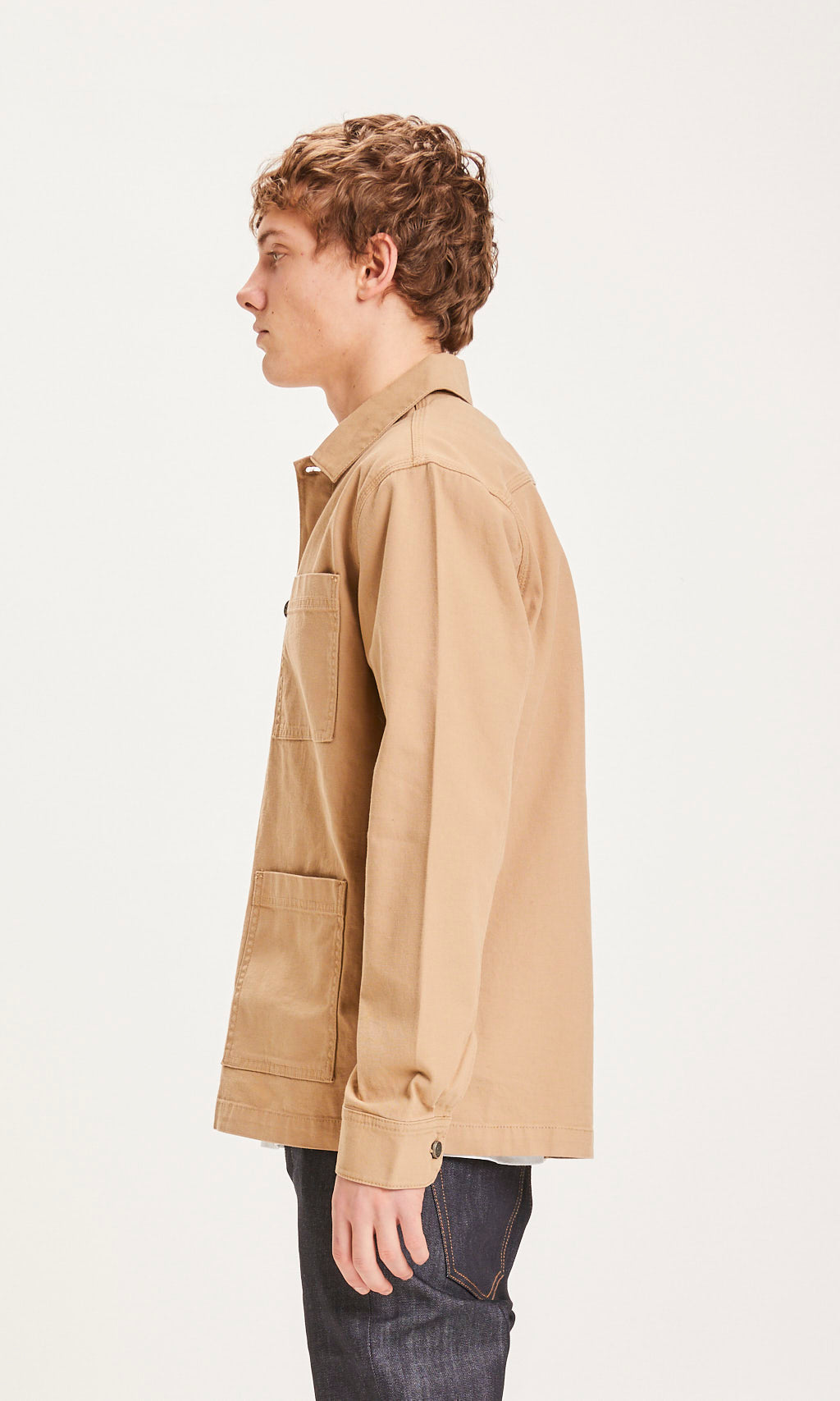 Veste de travail beige en twill de coton bio - Pine Kelp