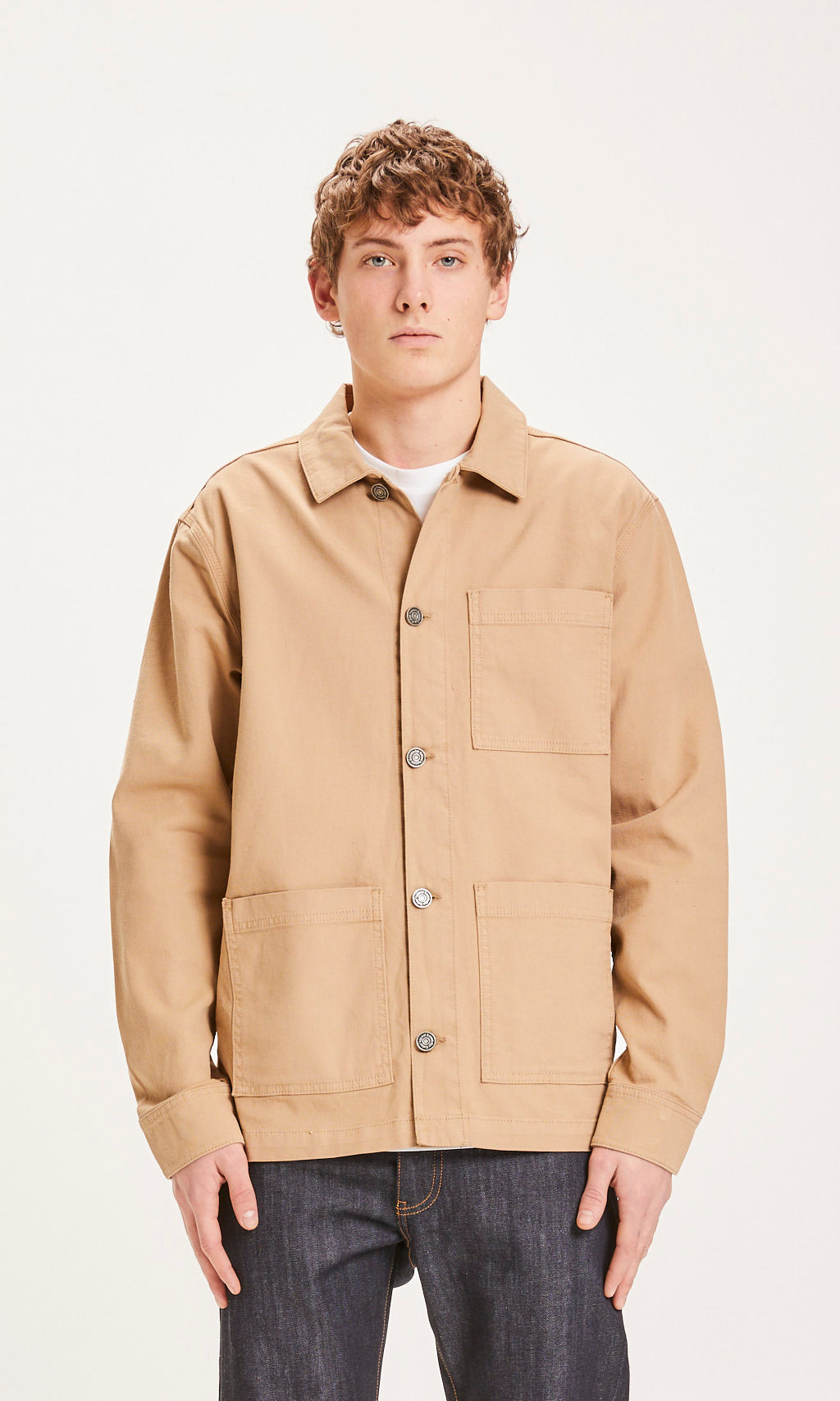 Veste de travail beige en twill de coton bio - Pine Kelp