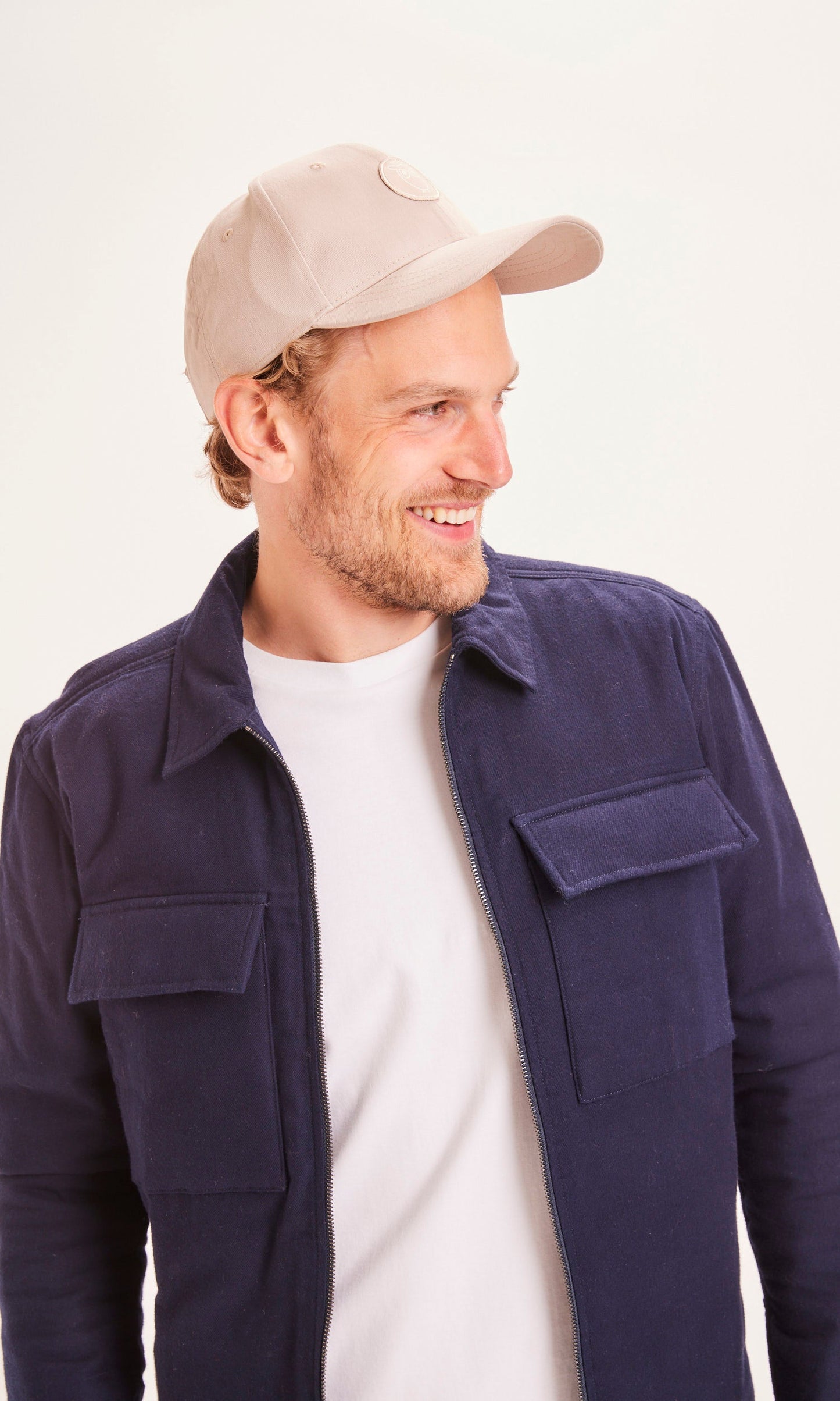 Veste zippée bleu marine en coton bio et recyclé - PINE Total Eclipse