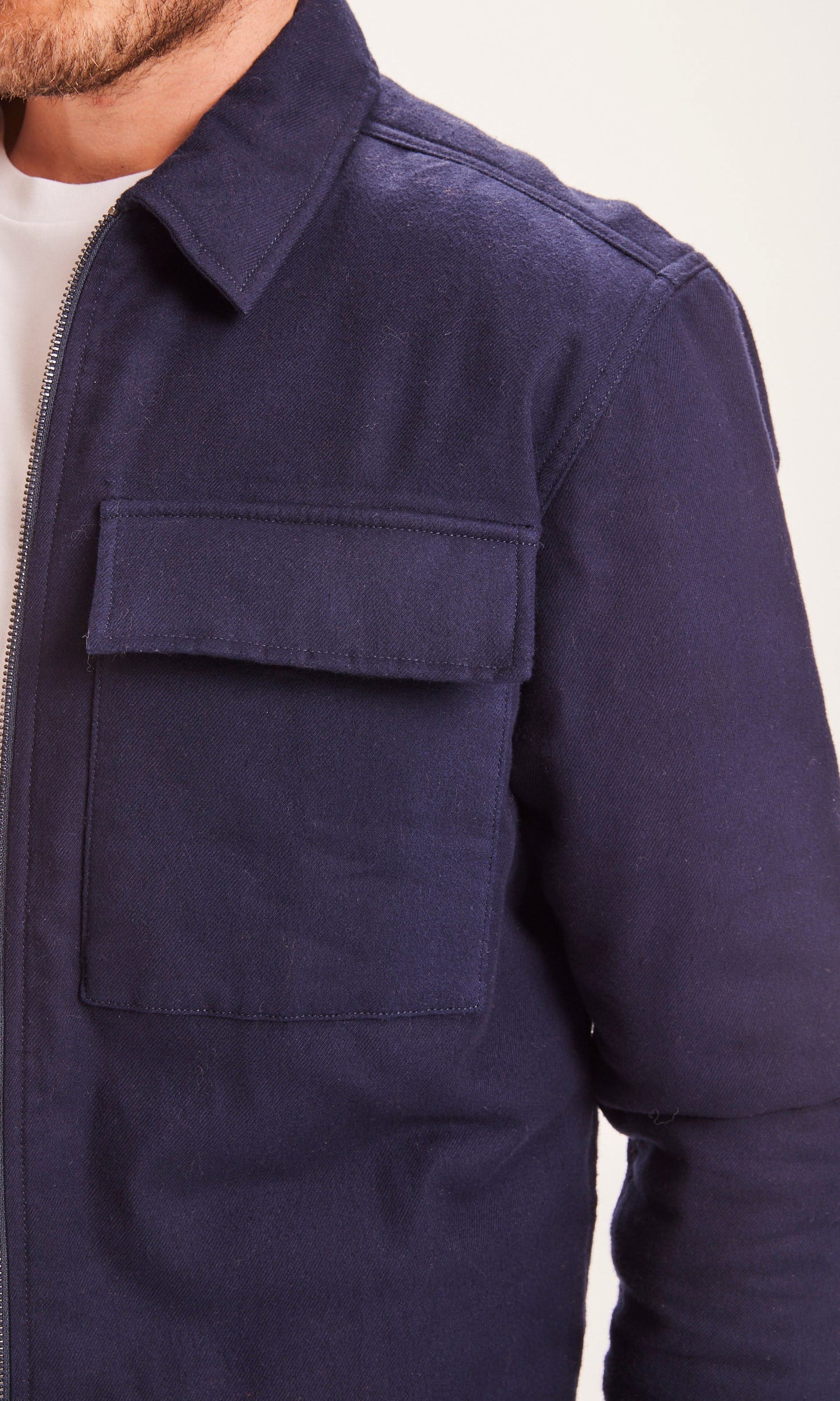 Veste zippée bleu marine en coton bio et recyclé - PINE Total Eclipse