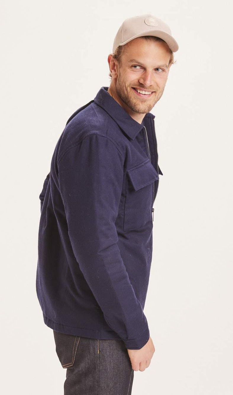 Veste zippée bleu marine en coton bio et recyclé - PINE Total Eclipse