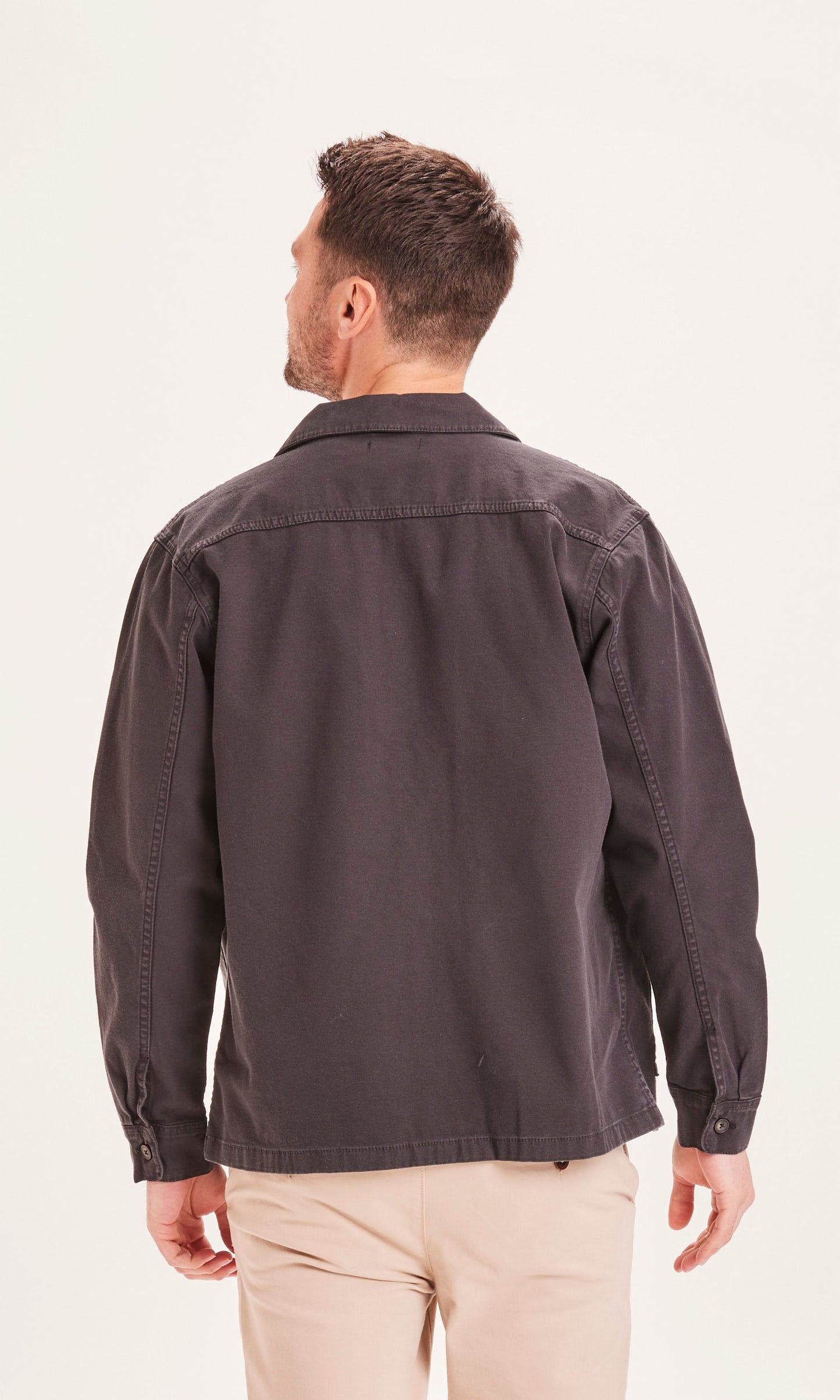 Veste de travail noire en coton bio - PINE blazer canvas overshirt black jet