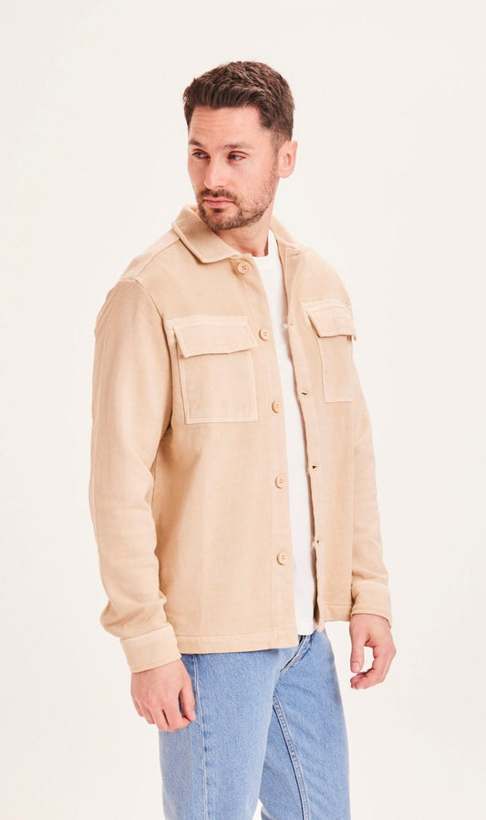 Veste beige en coton bio, teinture naturelle - ELM sweat overshirt light feather gray