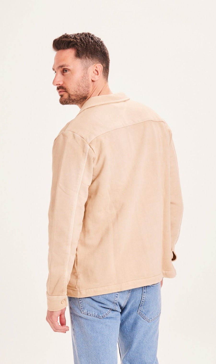 Veste beige en coton bio, teinture naturelle - ELM sweat overshirt light feather gray
