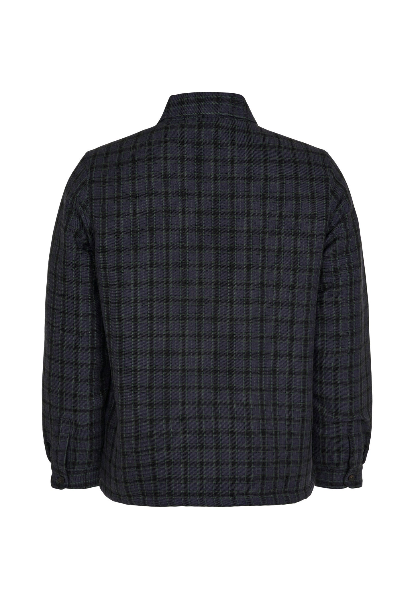 Veste bleu foncé à carreaux en coton bio et recyclé - teddy lining trekking green