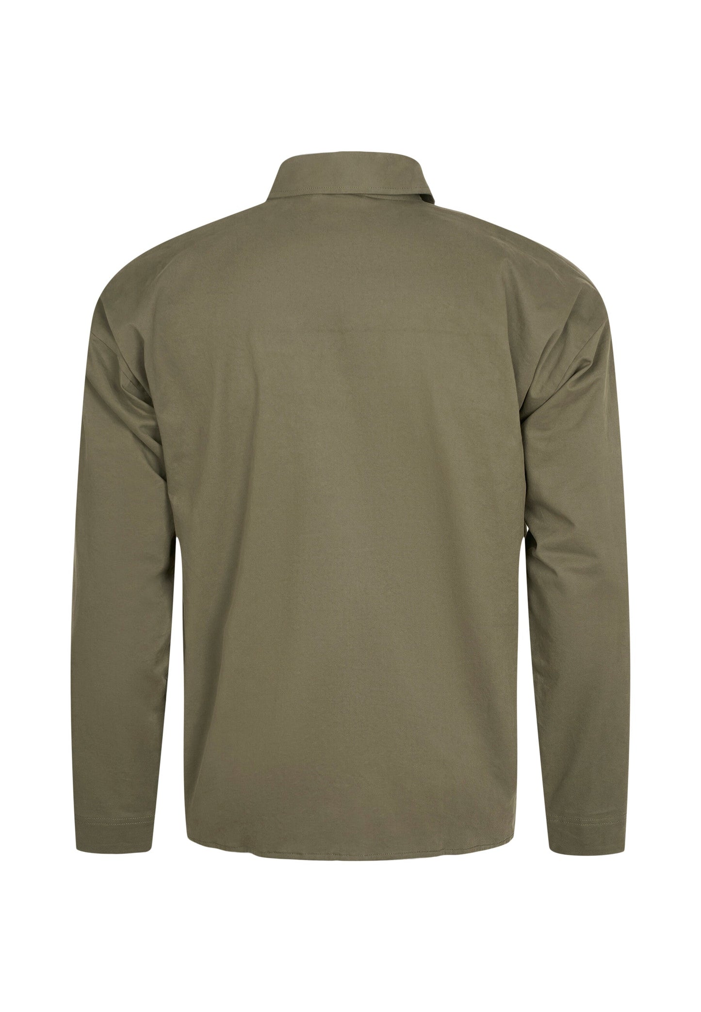 Surchemise à poche kaki en twill coton bio - outdoor twill overshirt with contrast fabric  burned olive