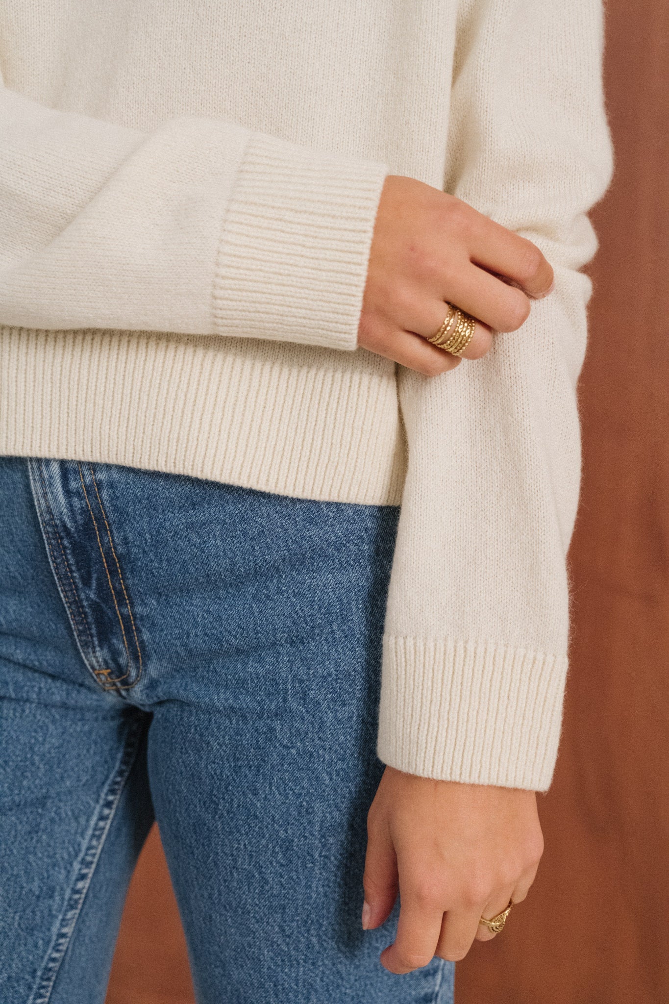 Pull boxy en laine mérinos recyclée | écru