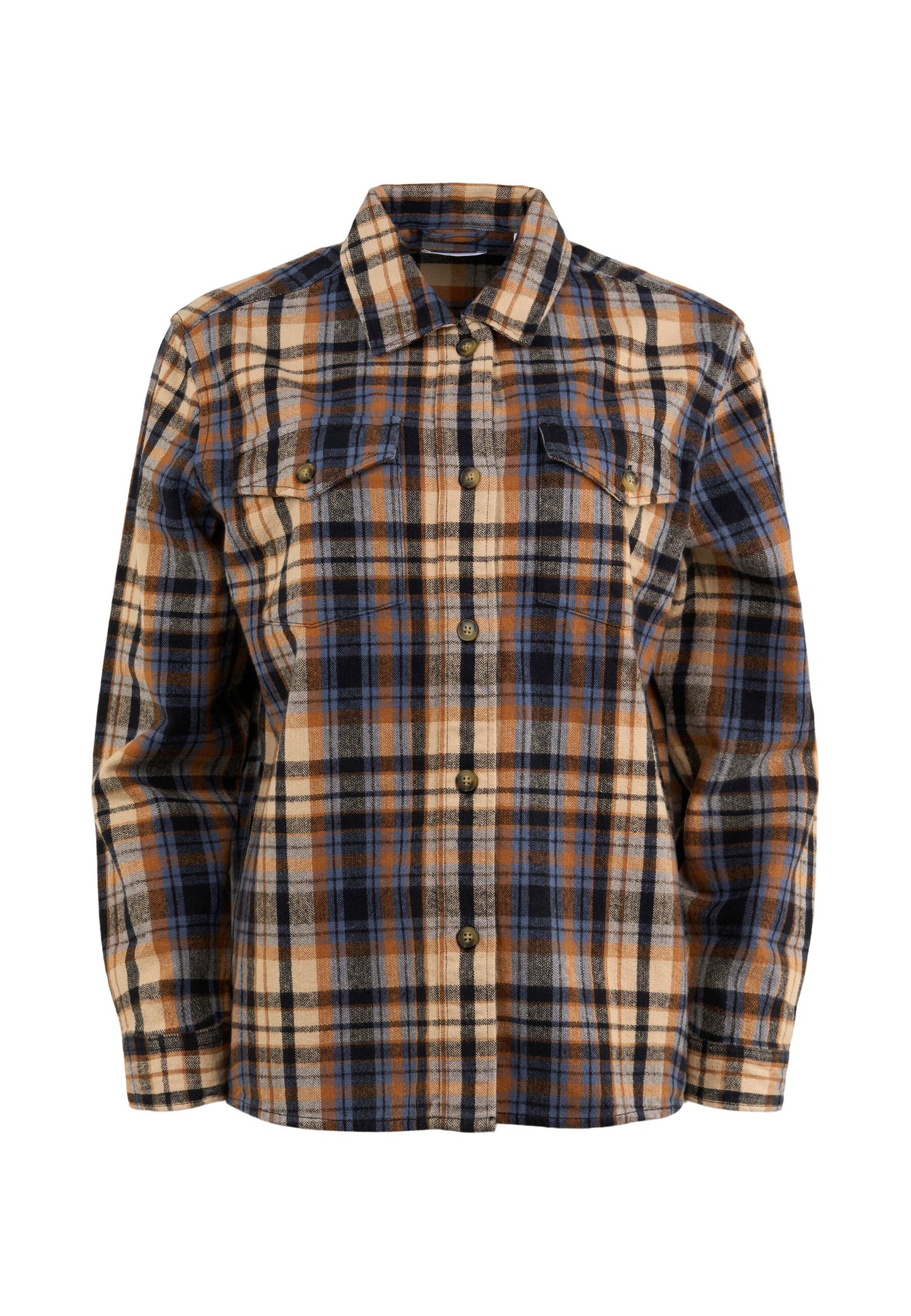 Surchemise épaisse à carreaux en coton bio - earth colors checkred overshirt brown sugar