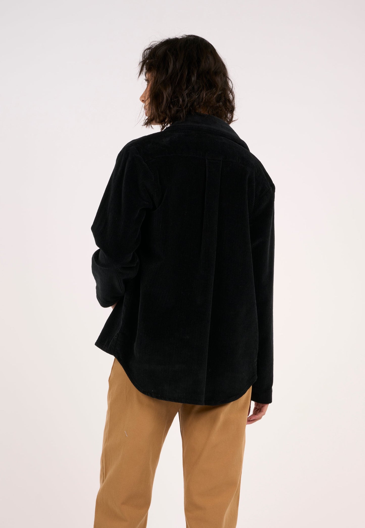 Surchemise noire velours en coton bio - 8-wales corduroy overshirt black jet