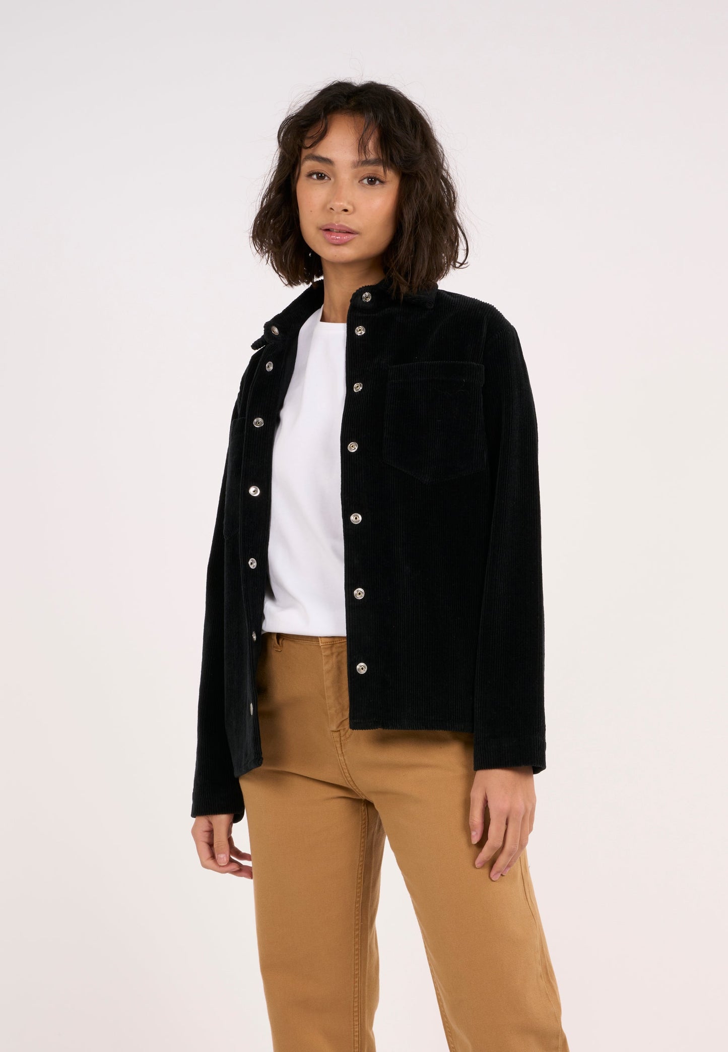 Surchemise noire velours en coton bio - 8-wales corduroy overshirt black jet