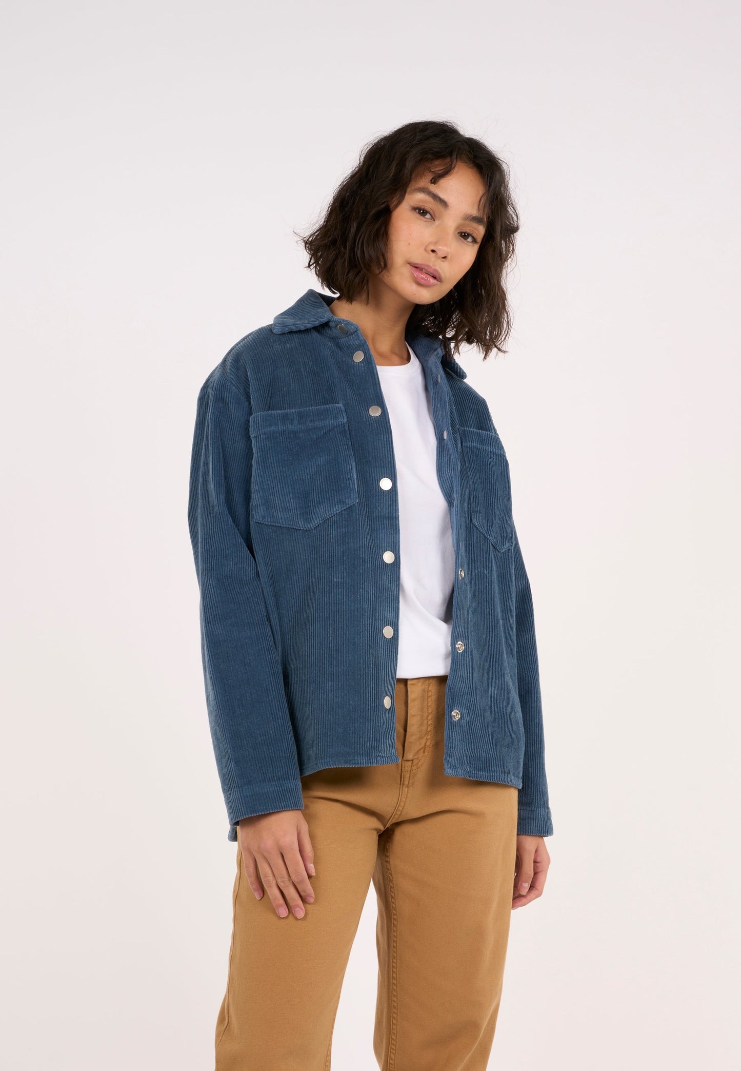 Surchemise bleue velours en coton bio - 8-wales corduroy overshirt china blue
