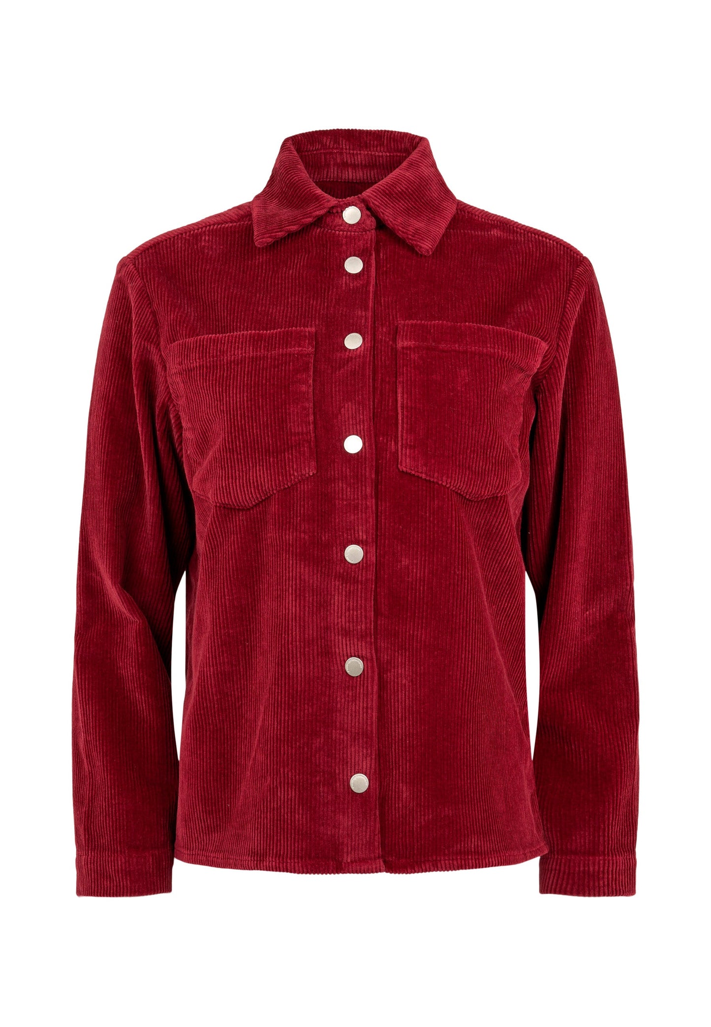 Surchemise rouge velours en coton bio - 8-wales corduroy overshirt rhubarb
