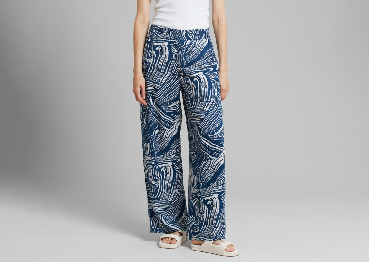 Pantalon ample en tencel | Bleu à motifs blancs "pants ale clay swirl blue"