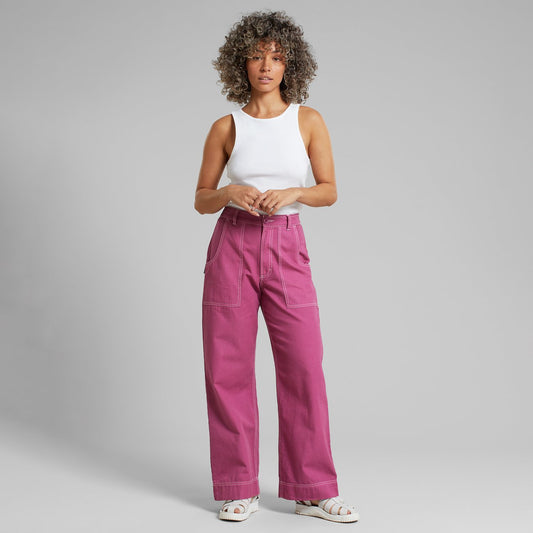 Pantalon cargo en coton bio | Rose "workwear pants vara canvas violet purple red"