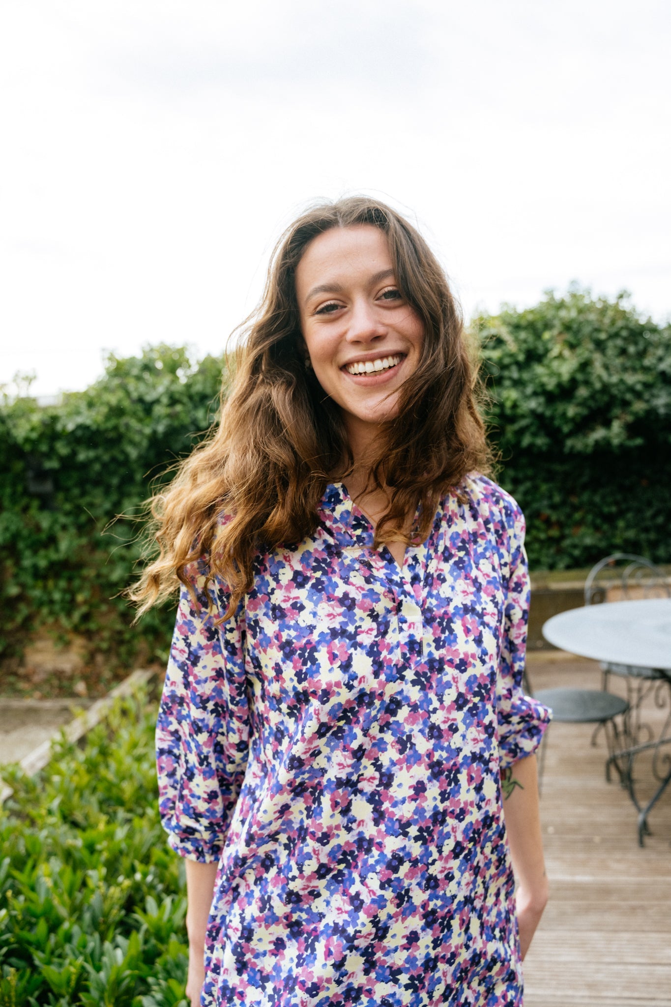Robe fluide fleurie en tencel - priscaa multi floral light lime