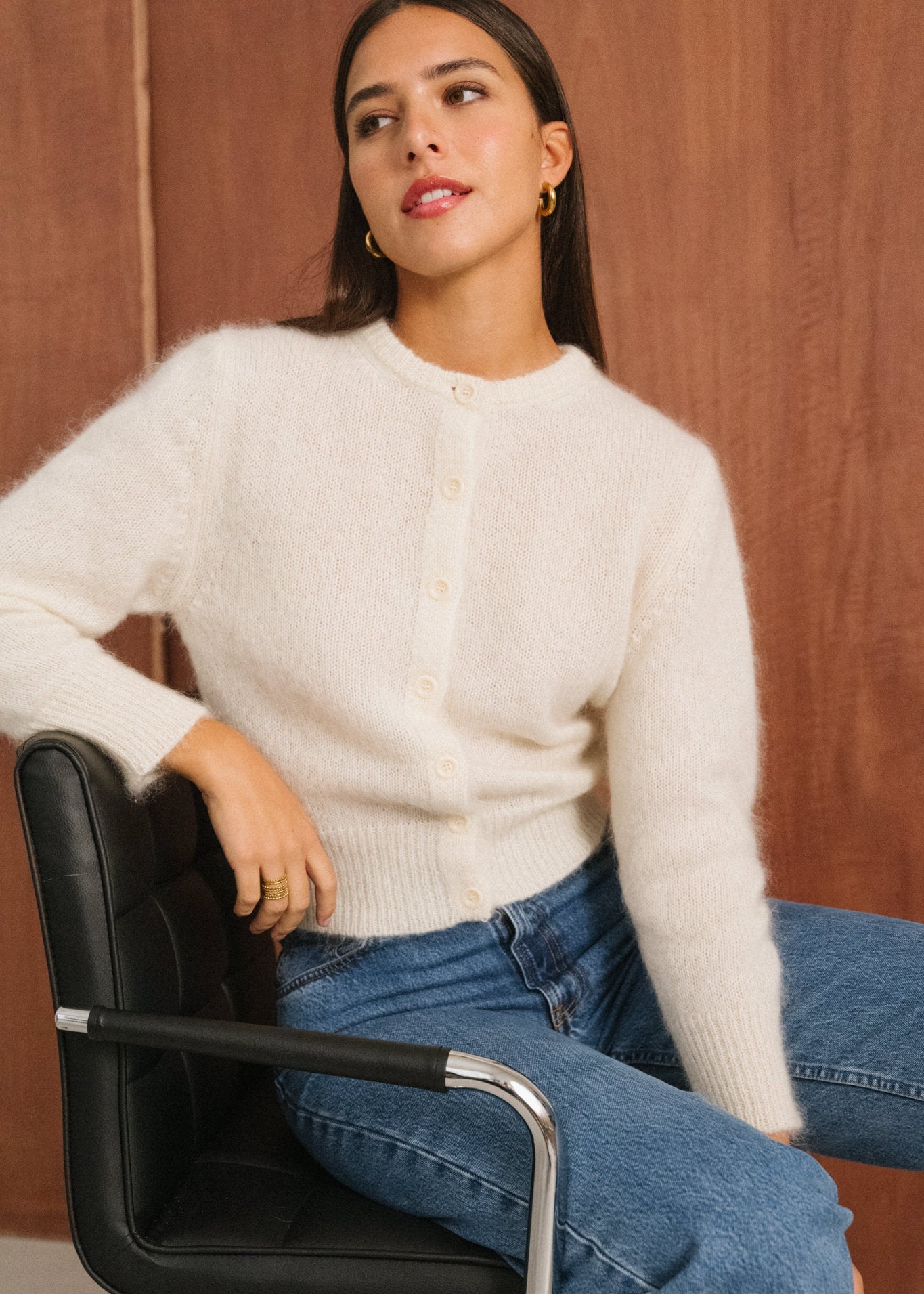 Gilet en mohair certifié | écru "Grace"