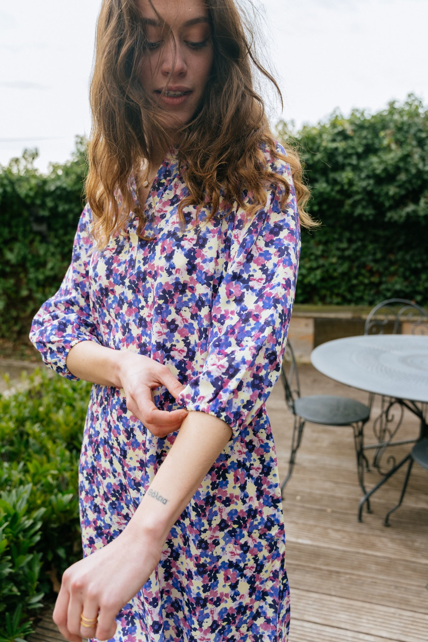 Robe fluide fleurie en tencel - priscaa multi floral light lime
