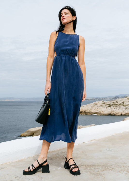 Robe en ecovero | bleu "Cobalt kin dress - blue"