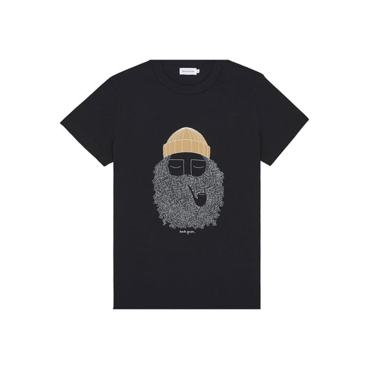 T-shirt imprimé en coton bio | noir "night smoking pipe tee"