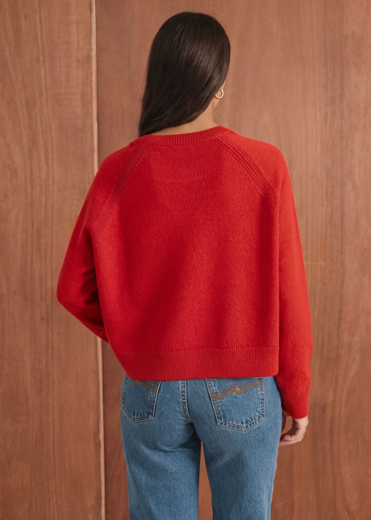 Pull boxy en laine mérinos recyclée | Rouge