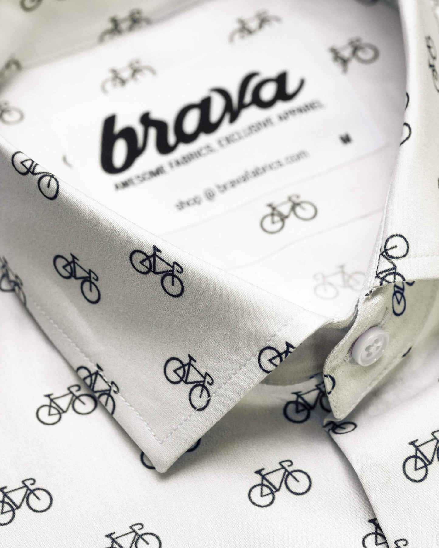 Chemise blanche avec motifs vélo en coton bio - Fixed gear