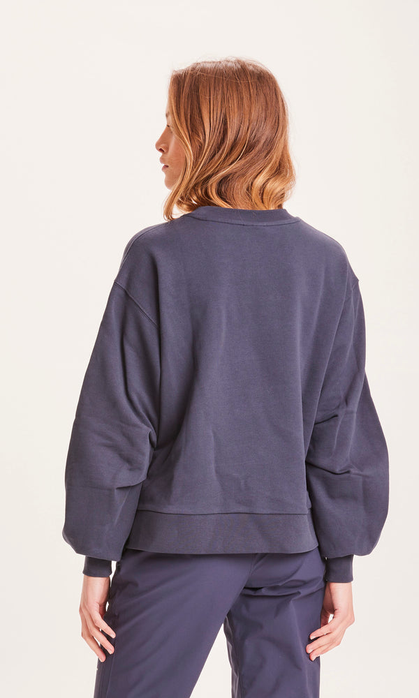 Sweat oversize marine en coton bio - a-shape sweat china blue