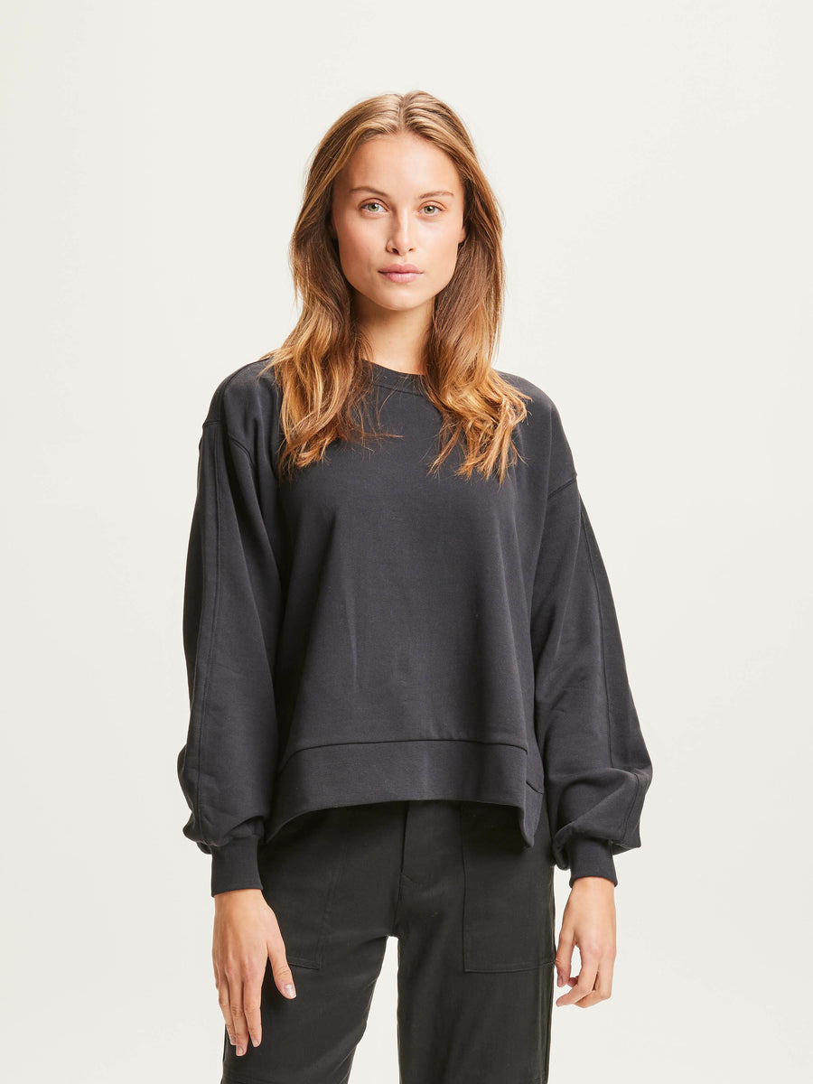 Sweat oversize noir en coton bio - a-shape sweat black jet