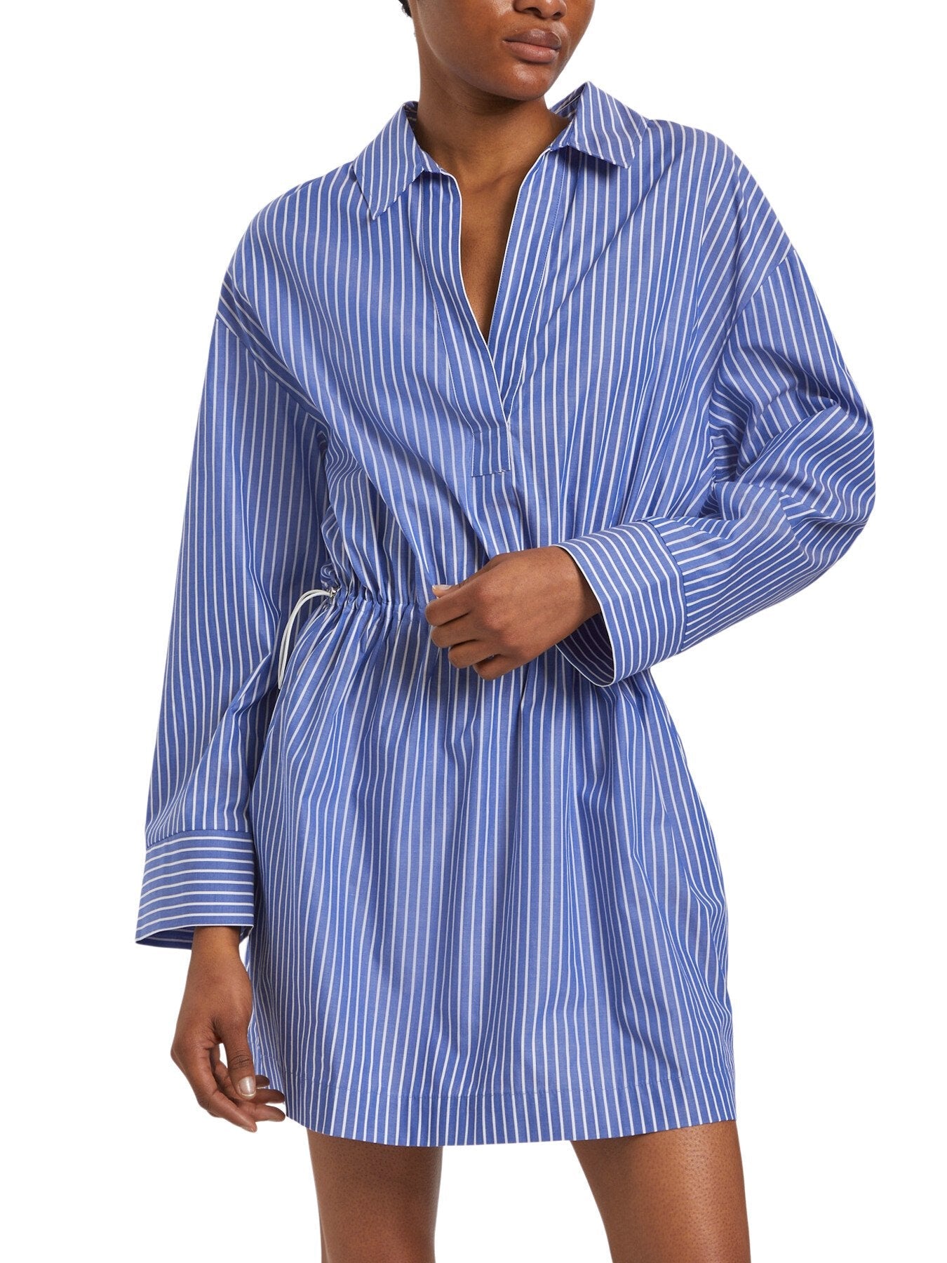 Robe chemise en coton bio | rayée "Edith dress blue white st"