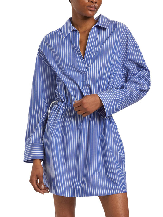 Robe chemise en coton bio | rayée "Edith dress blue white st"