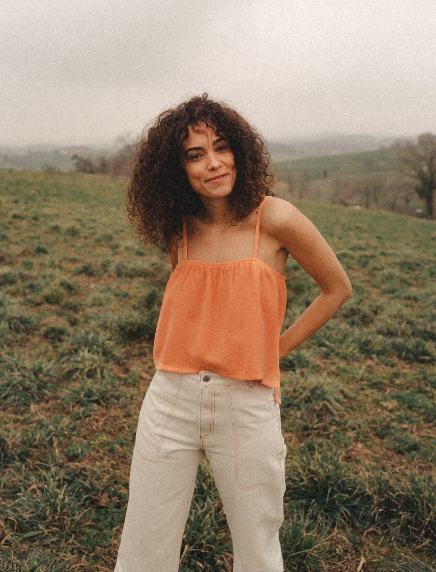 Jean évasé écru en coton bio non teint - NESSAA CR. WORKER UNDYED