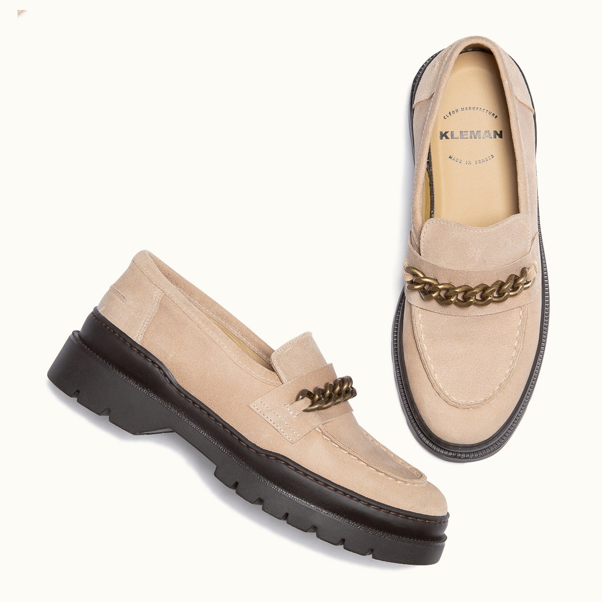 Mocassins made in France en cuir velours certifié | Beige "accore 2 ec beige"