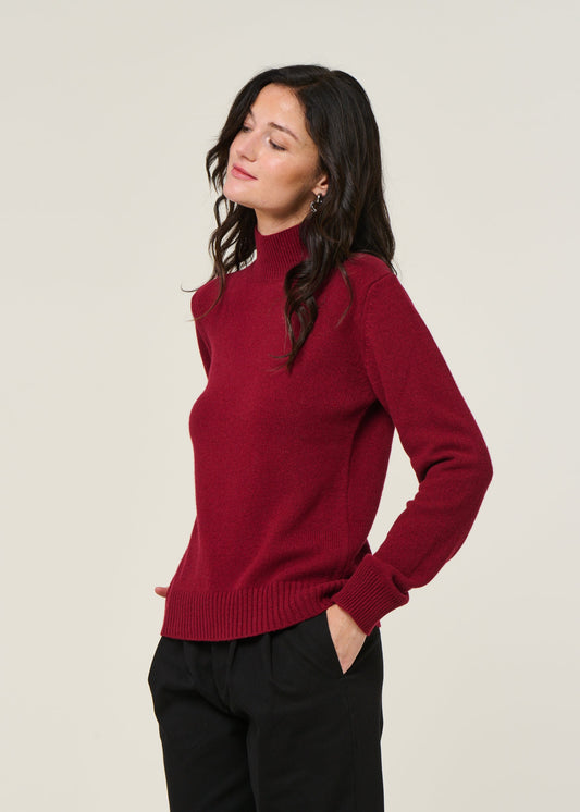 Pull en cachemire recyclé | rouge "ada - rosso vinaccia"