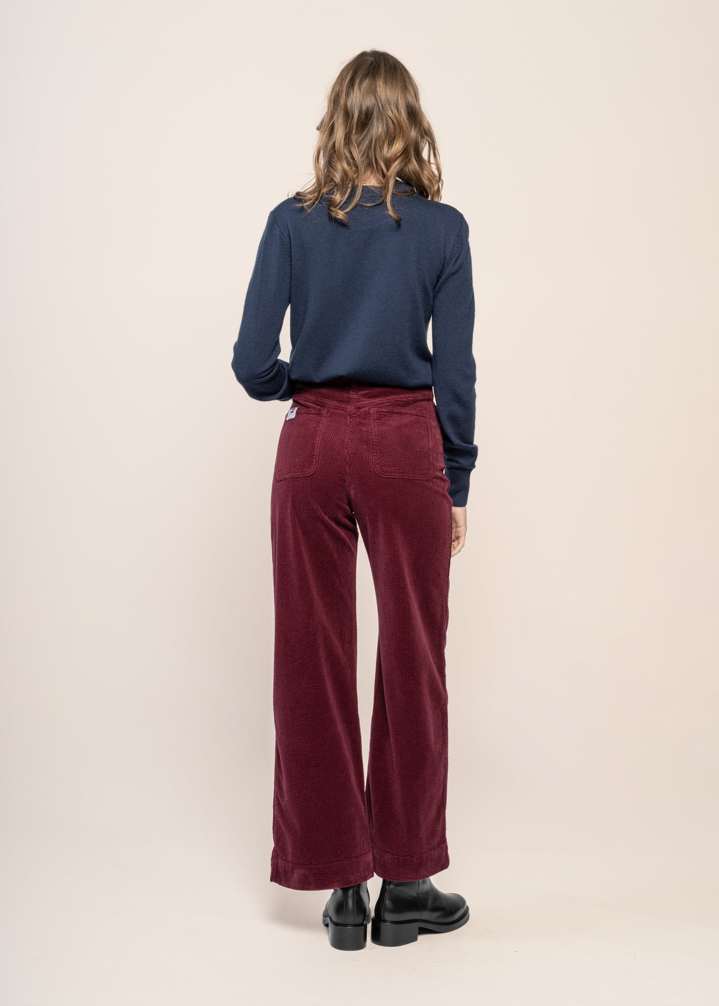 Pantalon droit velours en coton bio | prune "jane"