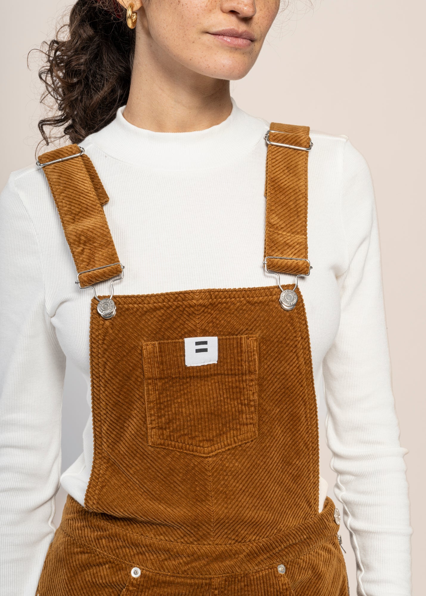Salopette velours en coton bio | camel