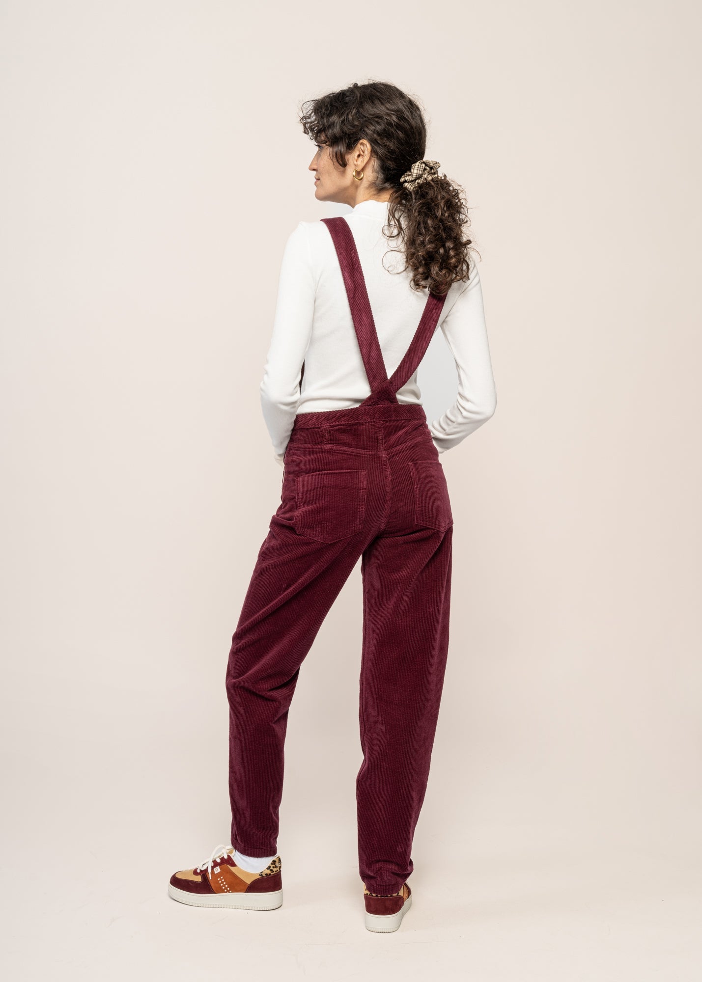 Salopette velours en coton bio | prune
