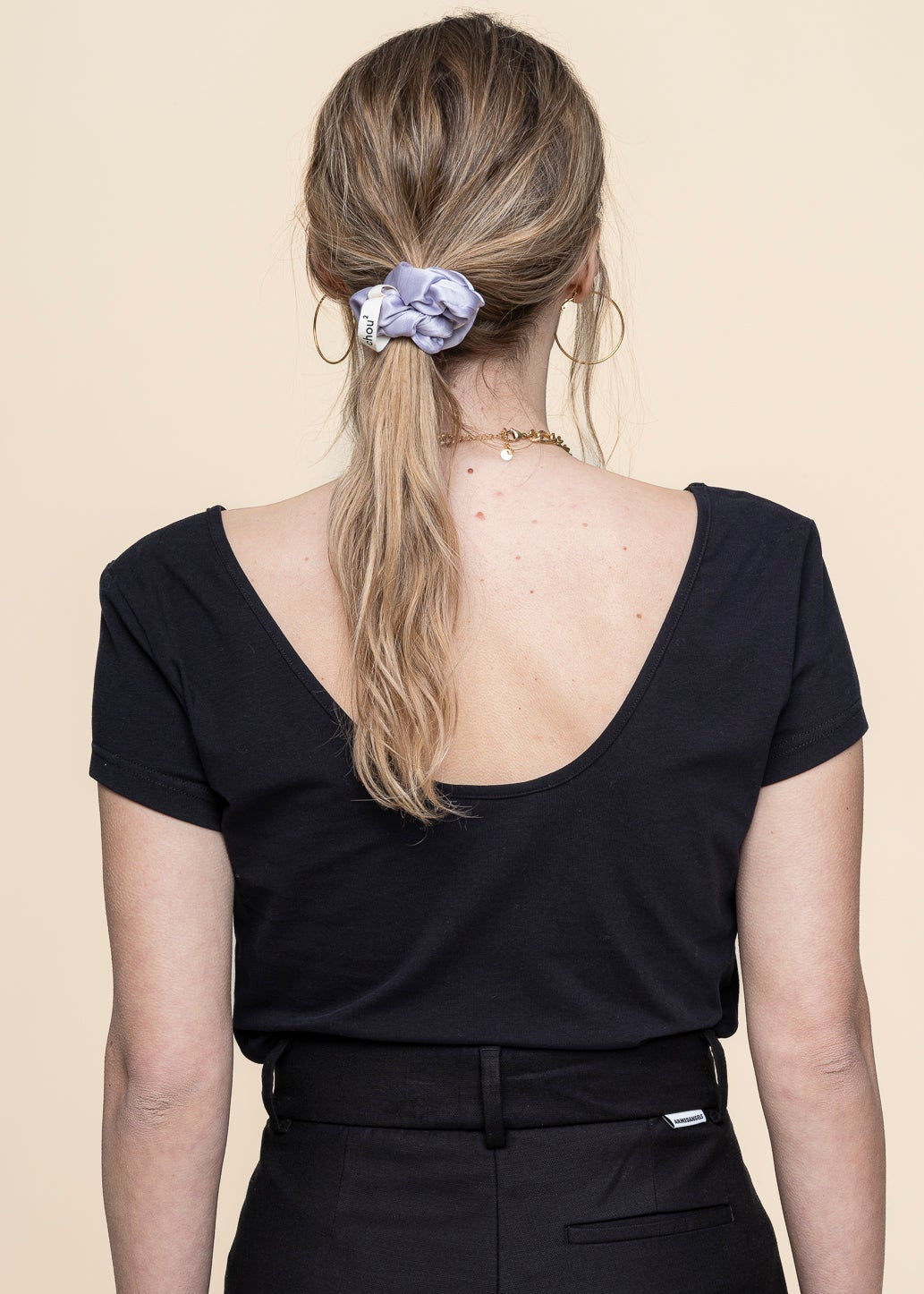 T-shirt noir col ballerine en coton bio - aloe