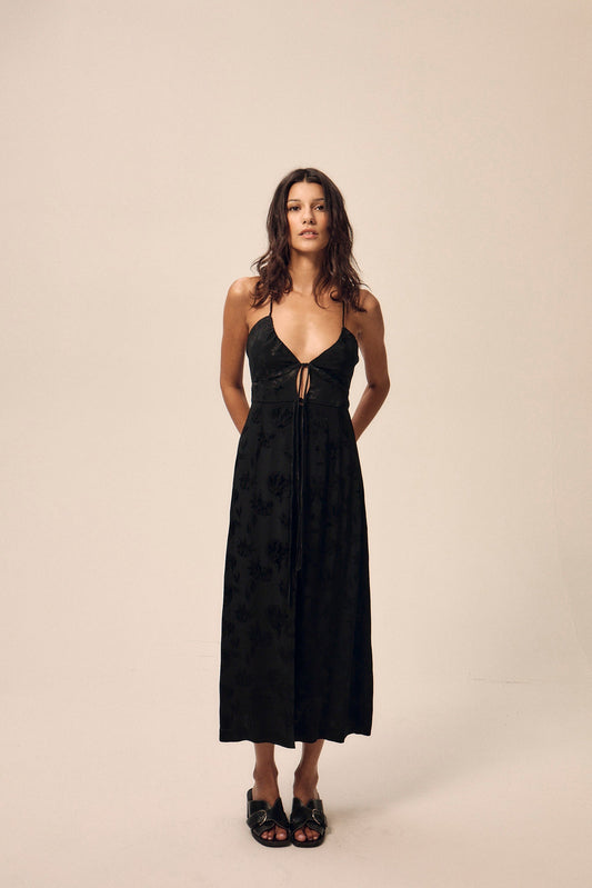 Robe en ecovero  | noir "anita jacquard - noir"