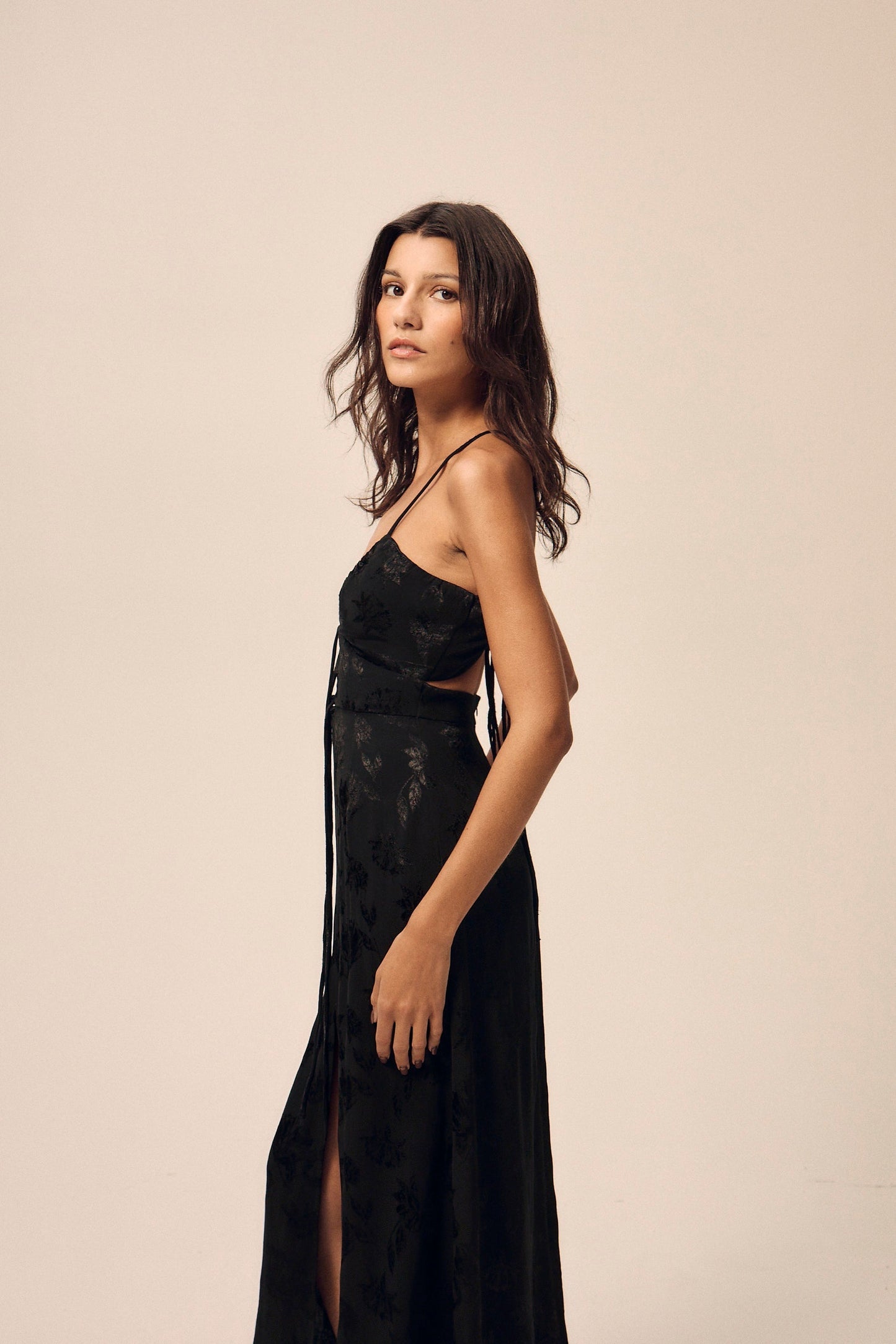 Robe en ecovero  | noir 'anita jacquard - noir'