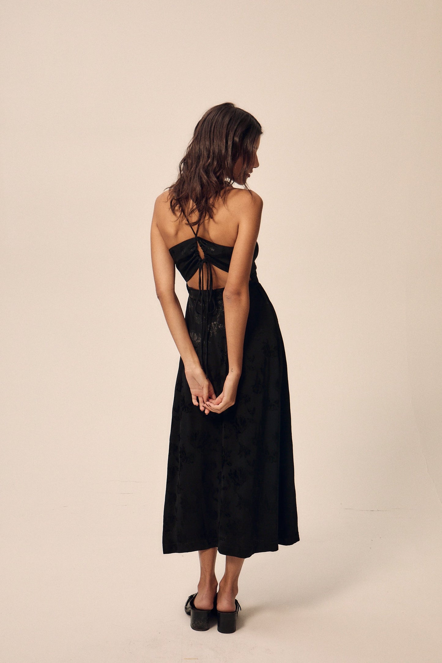 Robe en ecovero  | noir 'anita jacquard - noir'