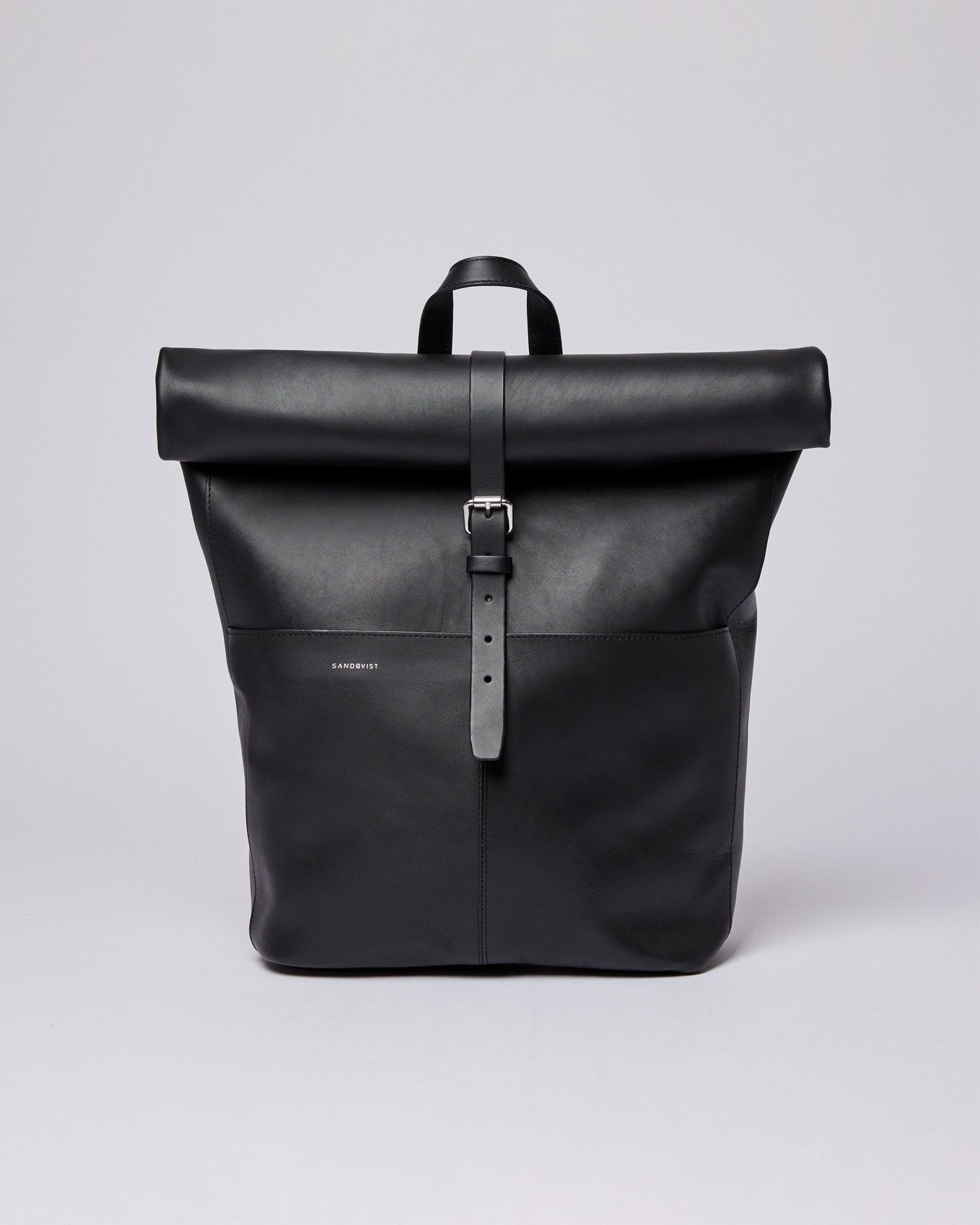 Sac à dos rolltop en cuir certifié | noir "antonia black"