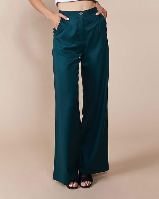 Pantalon large vert émeraude en tencel - Arouca