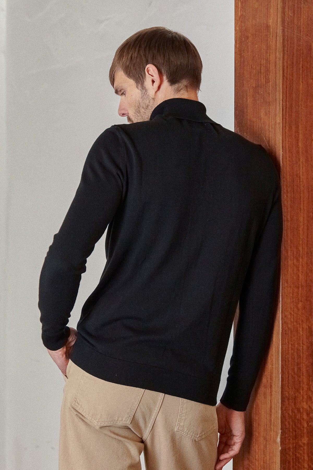 Pull col roulé en coton bio | noir "avid rollneck jumper - eco black"