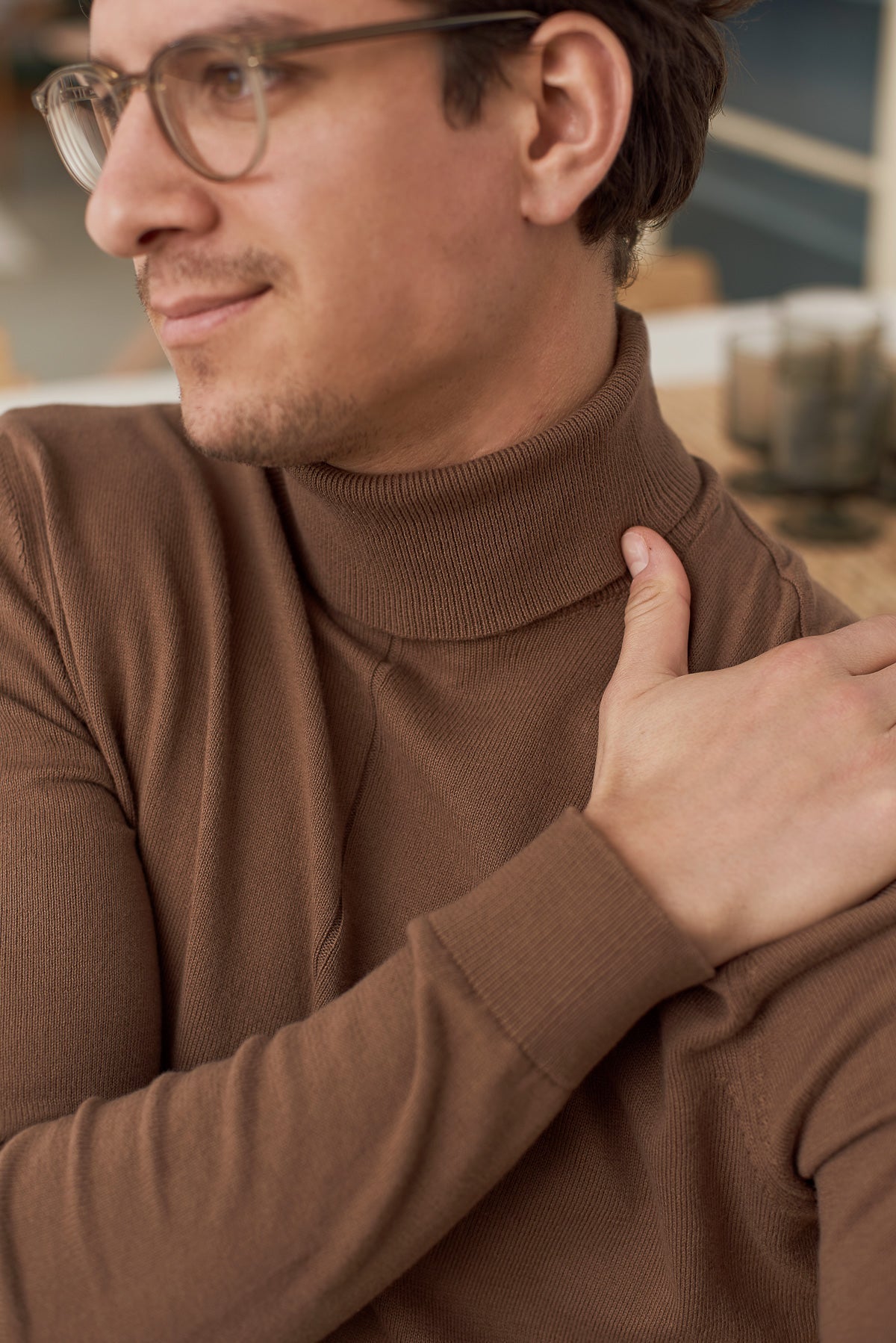 Pull col roulé en coton bio | camel "avid rollneck jumper - eco camel"