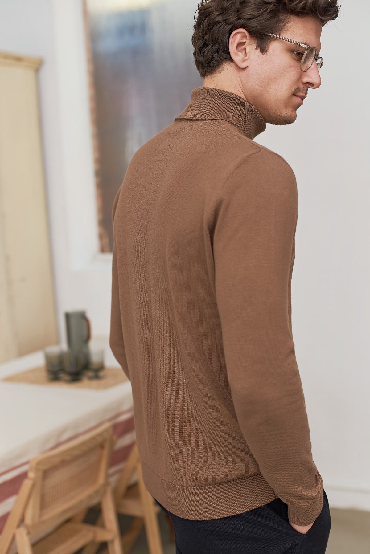 Pull col roulé en coton bio | camel "avid rollneck jumper - eco camel"