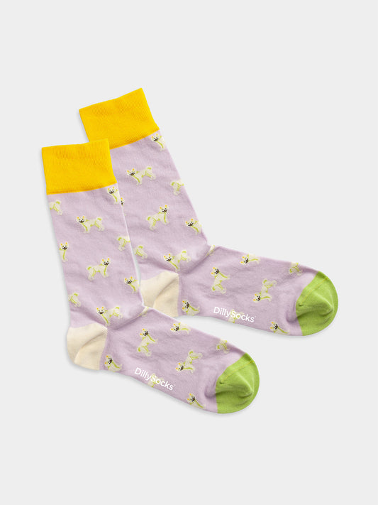 Chaussettes à motifs en coton bio | multicolore "smiling dog  - purple"