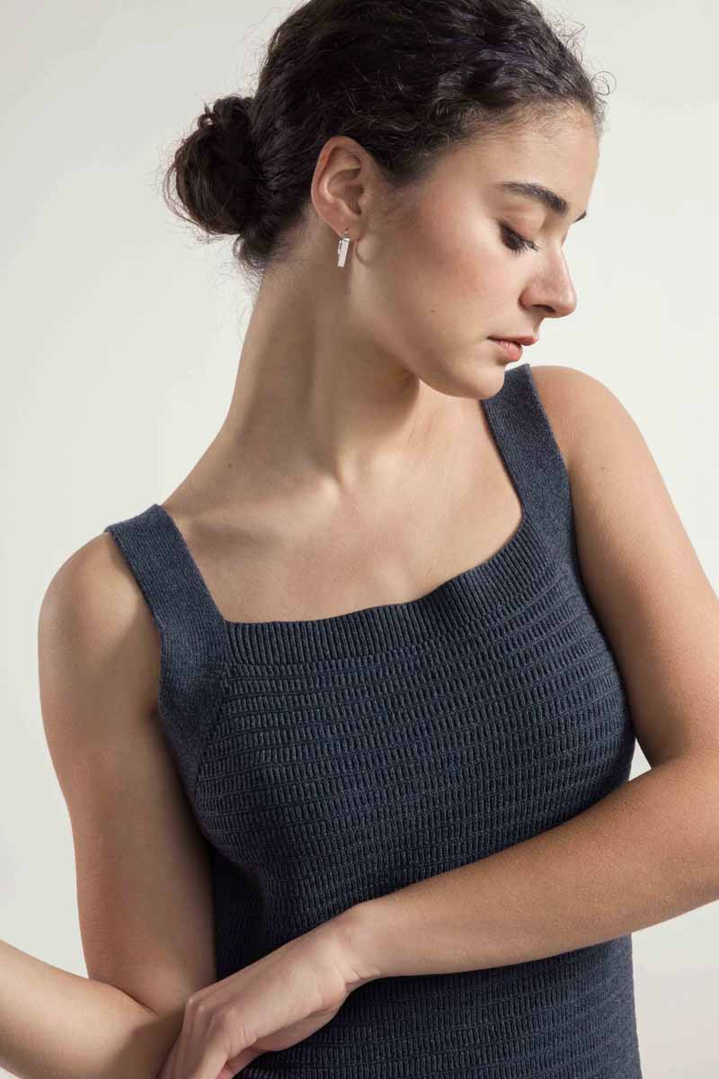 Robe en maille de coton bio et recyclé | gris "maglia donna cotone rigenerato luna"