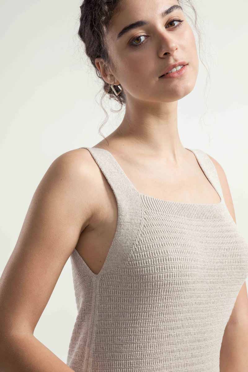 Robe en maille de coton bio et recyclé | beige "maglia donna cotone rigenerato luna"
